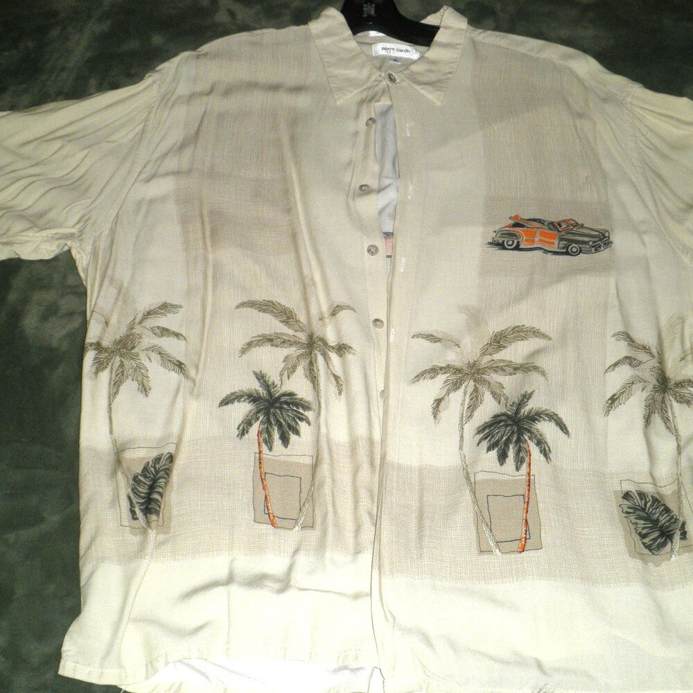 Vintage Pierre Cardin Men's Hawaiian Shirt XL Rayon Short Sleeve